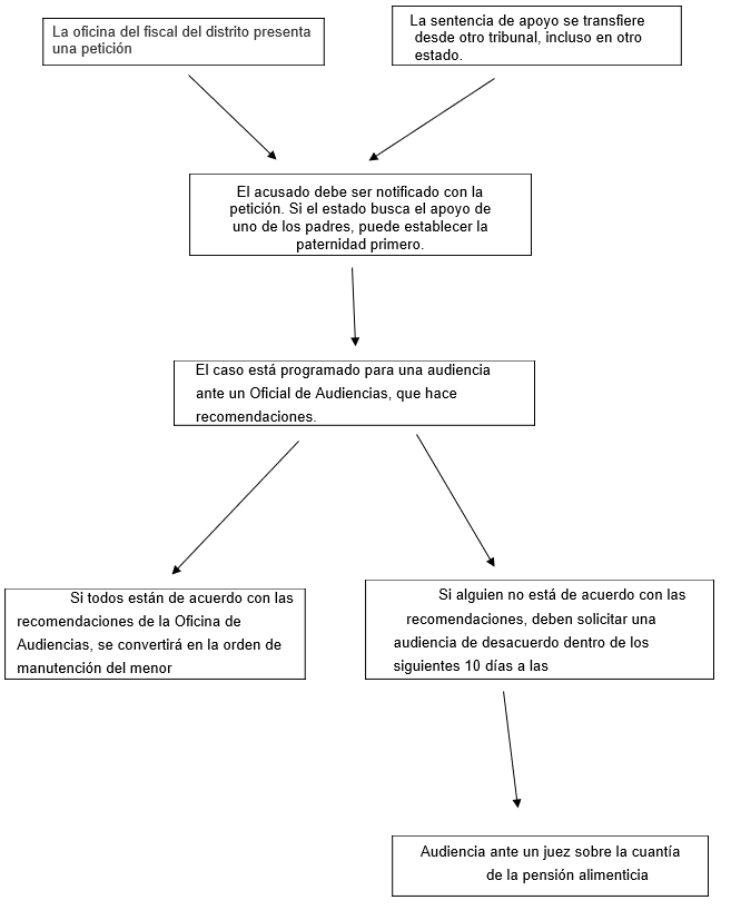 Imagen del diagrama de flujo de la cronología de la manutención de menores.